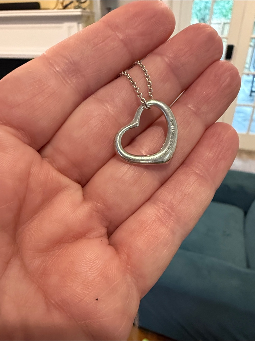 Tiffany & Co. Silver Open Heart Pendant Necklace - Picture 3 of 3